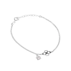 JB JOYAS BARON - Pulsera de Plata Esterlina 925 Trébol Circonita