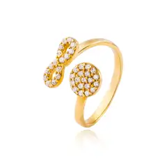 JB JOYAS BARON - Anillo de Plata Esterlina 925 Circulo Infinito Revestido en Oro 18kt