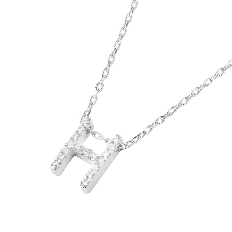 JB JOYAS BARON - Collar de Plata Esterlina 925 Letra H Circon
