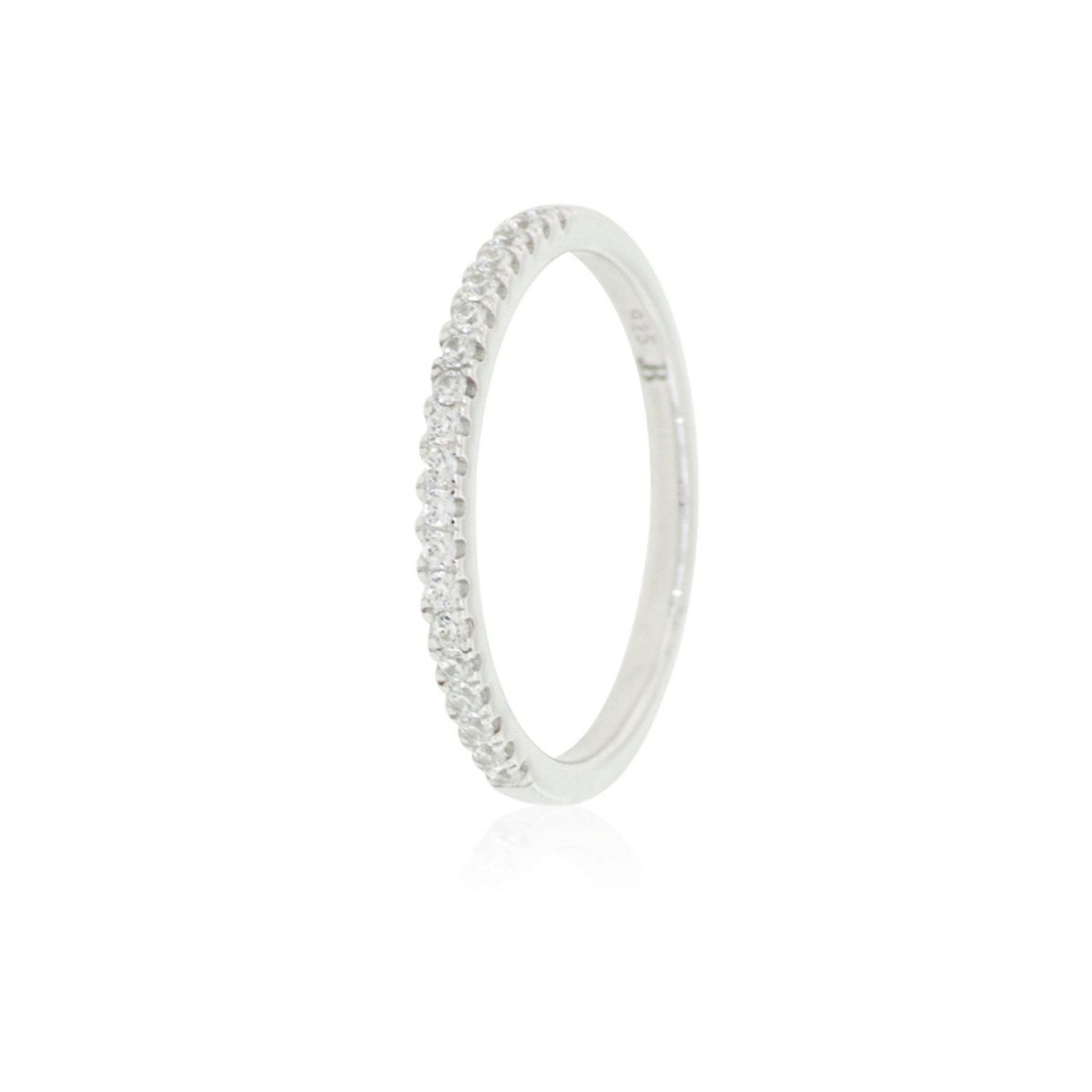 JB JOYAS BARON - Anillo Plata Esterlina 925 Medio Cintillo con Circonita