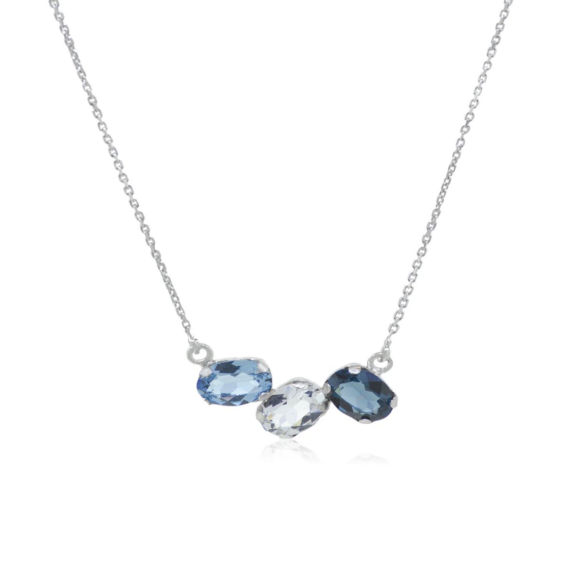 JB JOYAS BARON - Collar de Plata Esterlina 925 Trio Azules