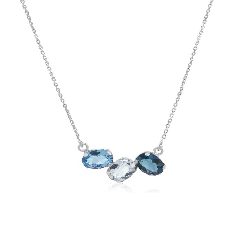 JB JOYAS BARON - Collar de Plata Esterlina 925 Trio Azules