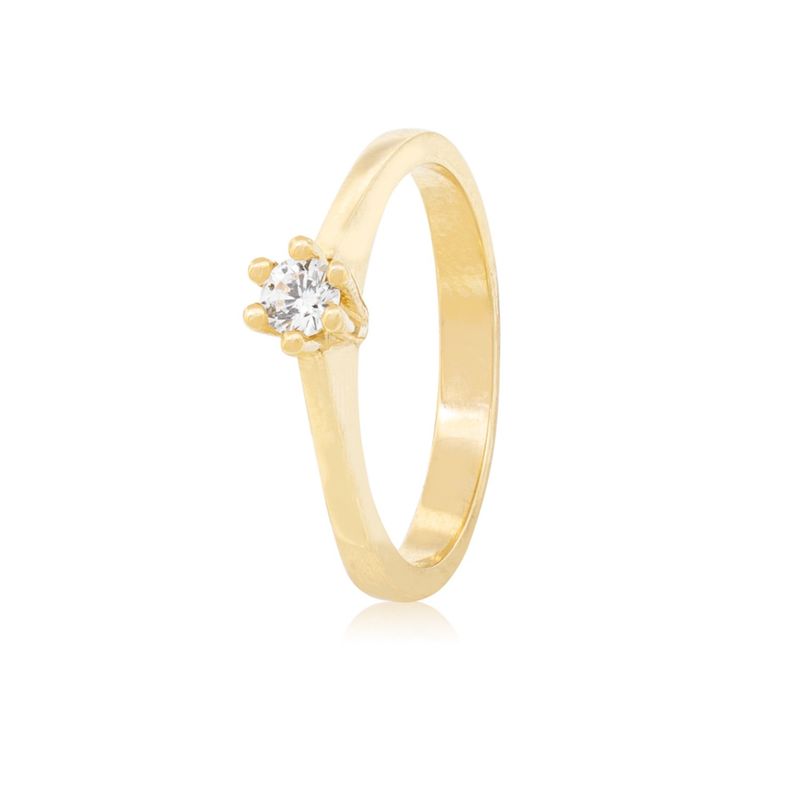 JB JOYAS BARON - Anillo Compromiso de Oro 18kt Solitario Circón 6 grifas.