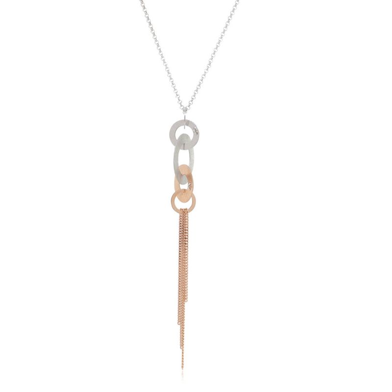 JB JOYAS BARON - Collar de Plata Esterlina 925 Circulos Rose Revestido en Oro 18kt