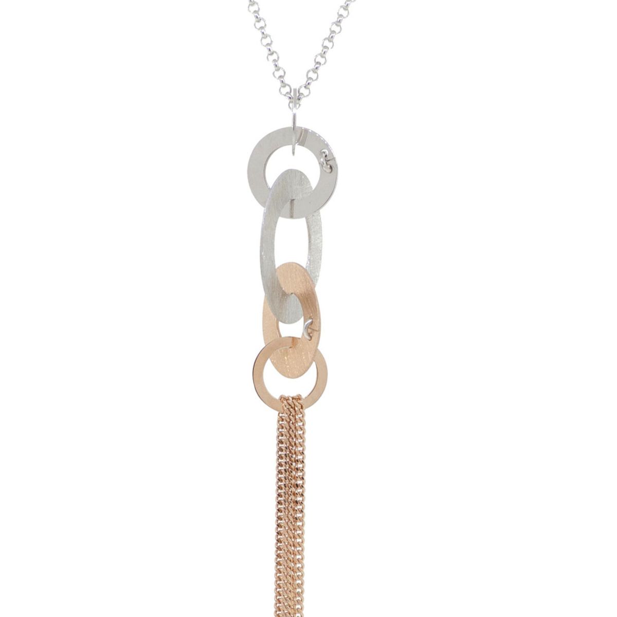 JB JOYAS BARON - Collar de Plata Esterlina 925 Circulos Rose Revestido en Oro 18kt