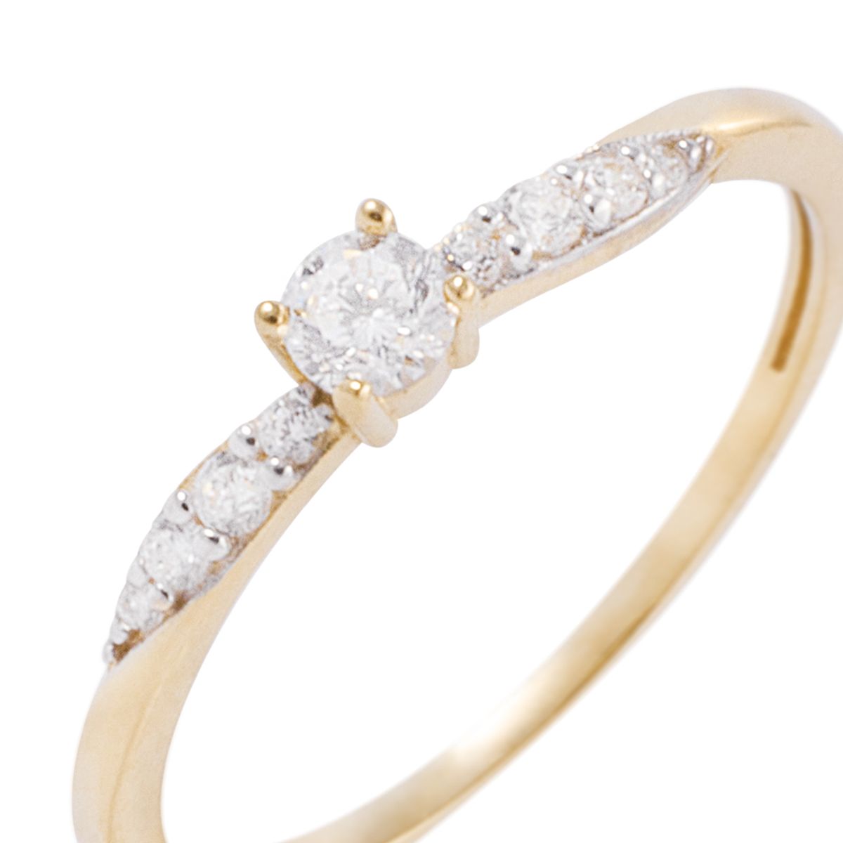 JB JOYAS BARON - Anillo de oro 18kt Solitario Circón engastes laterales