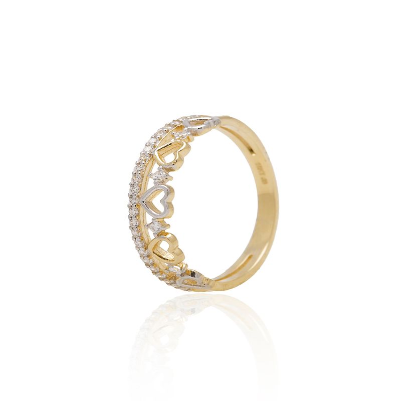 JB JOYAS BARON - Anillo Oro Bicolor 18kt Corona de Corazones con Circonitas
