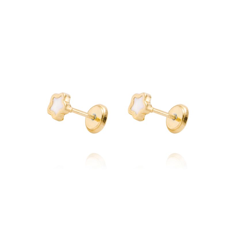 JB JOYAS BARON - Aros de Oro 18kt Estrella Nacar
