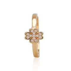 JB JOYAS BARON - Anillo de Oro 18kt Flor 4 Hojas Circón