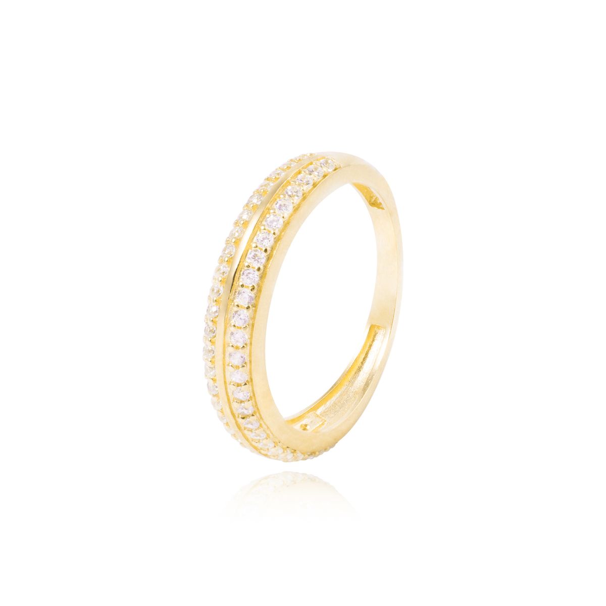 JB JOYAS BARON - Anillo Compromiso de Oro 18Kt Medio cintillo doble intercalado