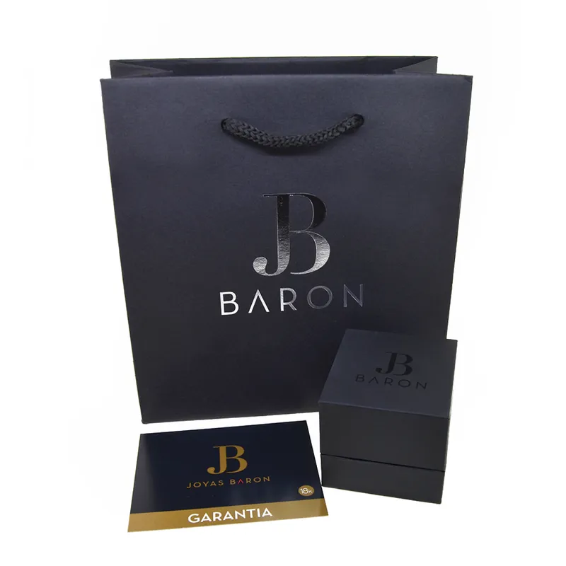 JB JOYAS BARON - Anillo Compromiso de Oro 18Kt Medio cintillo doble intercalado