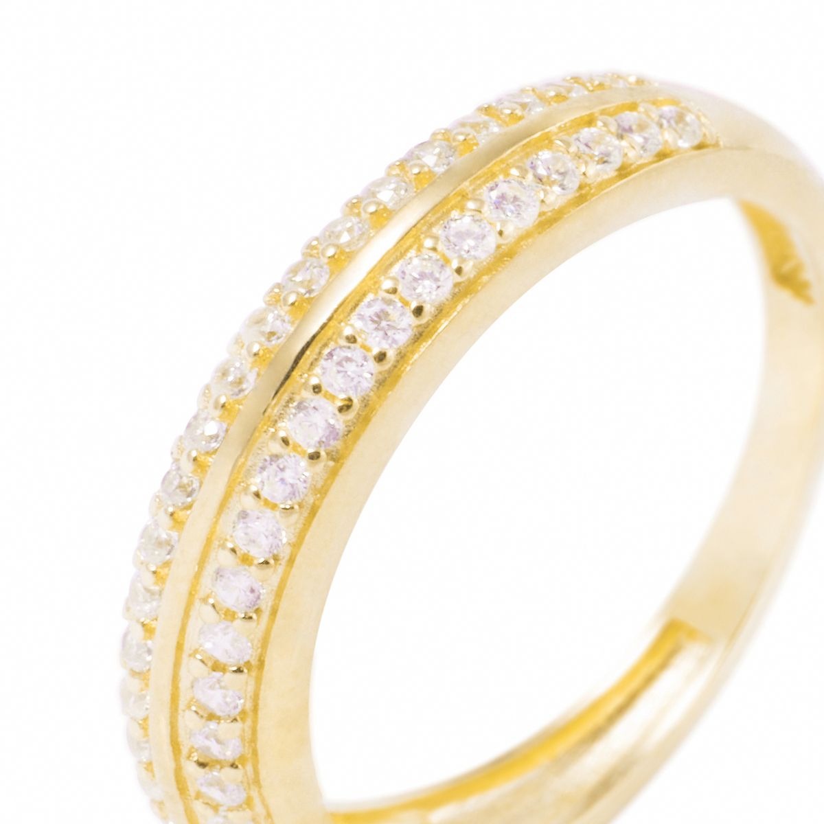 JB JOYAS BARON - Anillo Compromiso de Oro 18Kt Medio cintillo doble intercalado