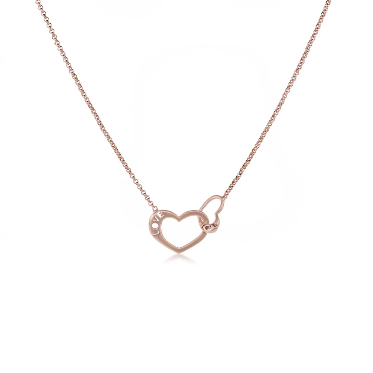 JB JOYAS BARON - Collar de Plata Esterlina 925 Corazon Rose Revestido en Oro 18kt