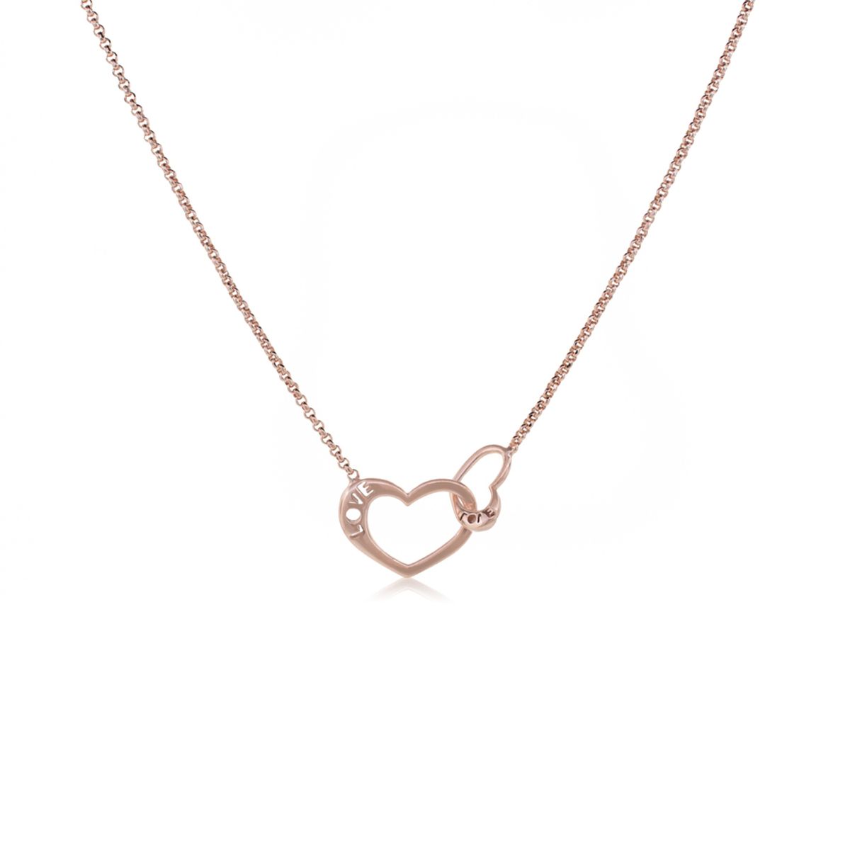 JB JOYAS BARON - Collar de Plata Esterlina 925 Corazon Rose Revestido en Oro 18kt