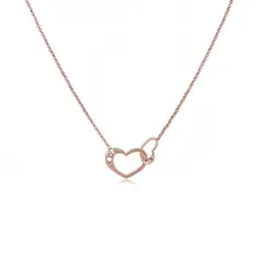 JB JOYAS BARON - Collar de Plata Esterlina 925 Corazon Rose Revestido en Oro 18kt