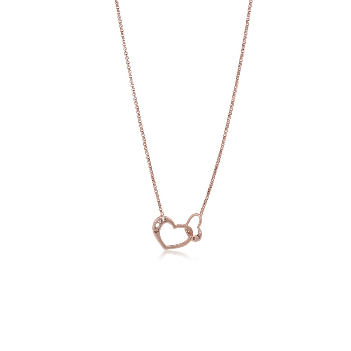 JB JOYAS BARON - Collar de Plata Esterlina 925 Corazon Rose Revestido en Oro 18kt
