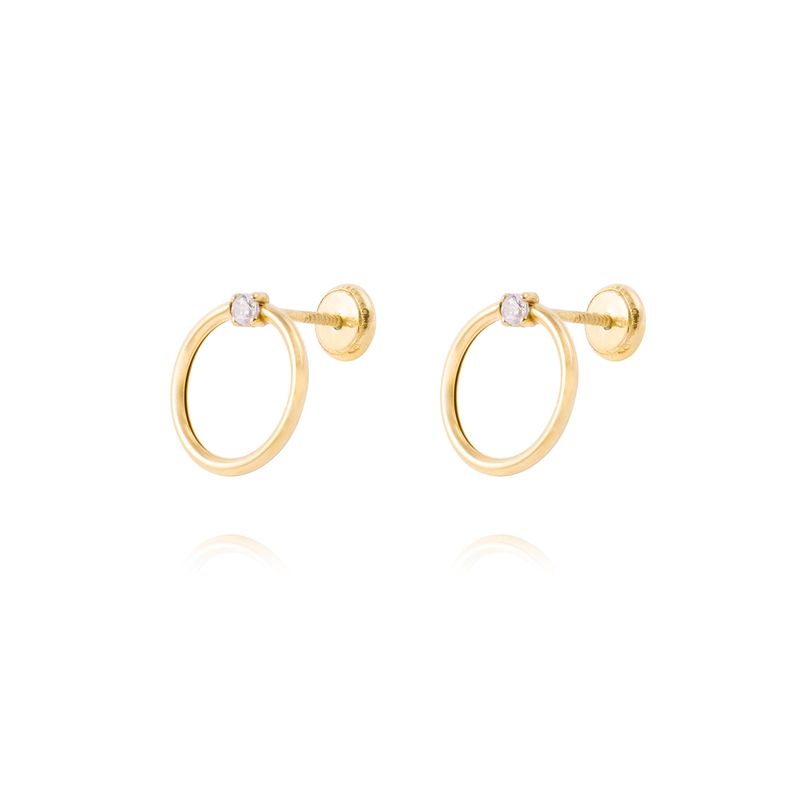 JB JOYAS BARON - Aros de Oro 18kt Circulo Circón