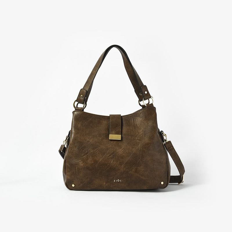 ZIOL - Cartera dos asas mediana alida café oscuro