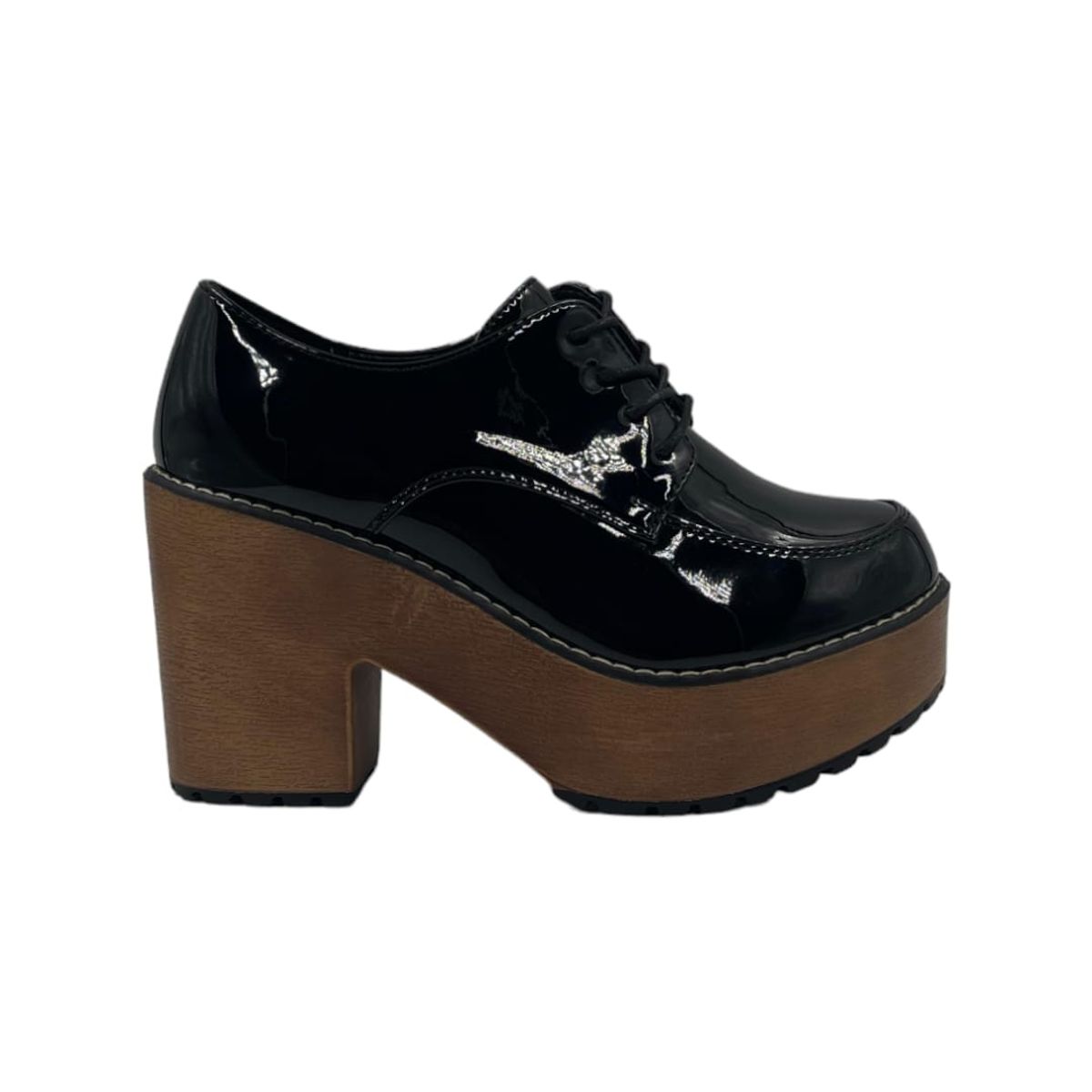 GENERICO - Zapato Negro Charol Plataforma Mujer