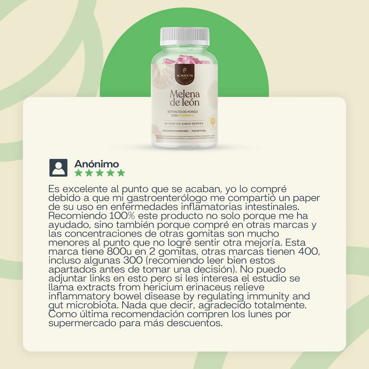 KARUNLIFE - Pack x2 Gomitas Melena de Leon 120 Un Karun Life