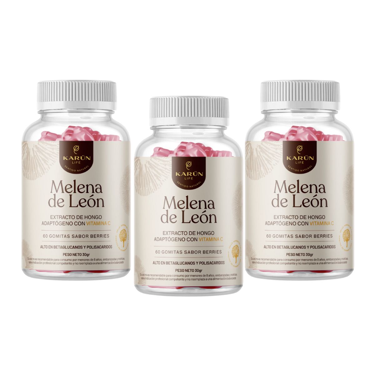 KARUNLIFE - Pack x3 Gomitas Melena Leon 180 UnKarun Life