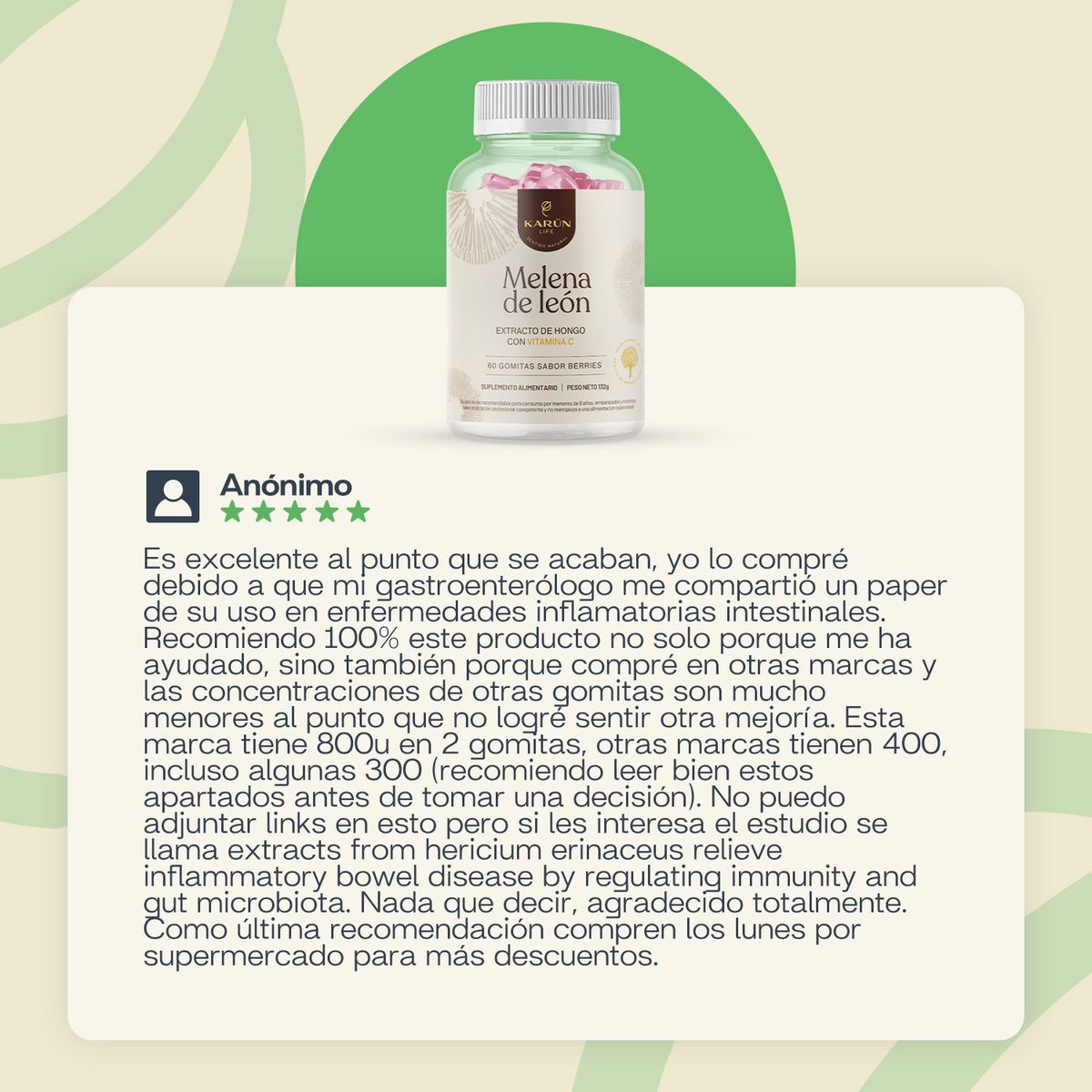 KARUNLIFE - Pack x3 Gomitas Melena Leon 180 UnKarun Life