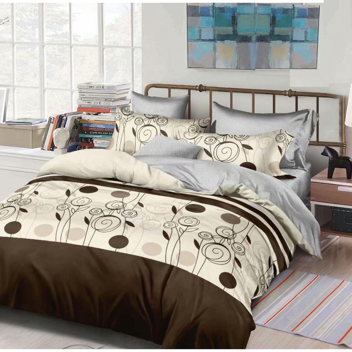 GENERICO - Cubrecama quilt  BEIGE MARRON  1.5 plaza  delgado verano MODERNO
