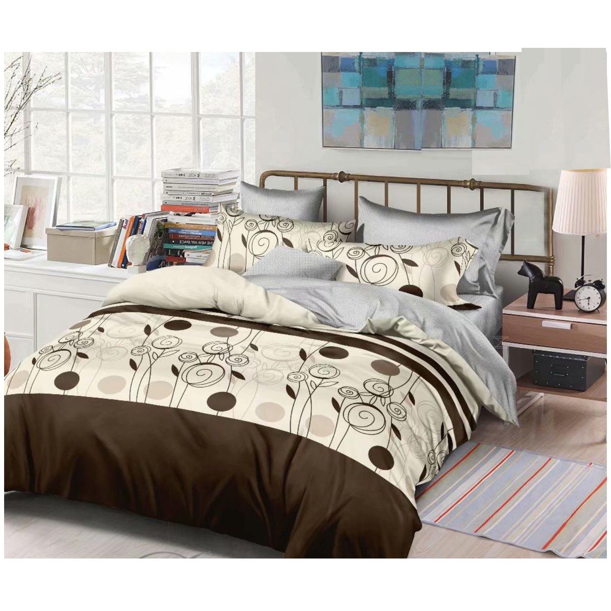 GENERICO - Cubrecama quilt  BEIGE MARRON  1.5 plaza  delgado verano MODERNO