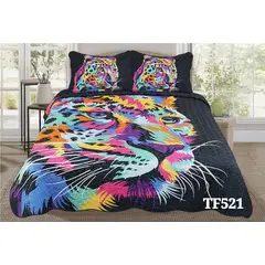 GENERICO - Cobertor de verano tipo Quilt con fundas - Cubrecamas 2 Plazas - Tigre