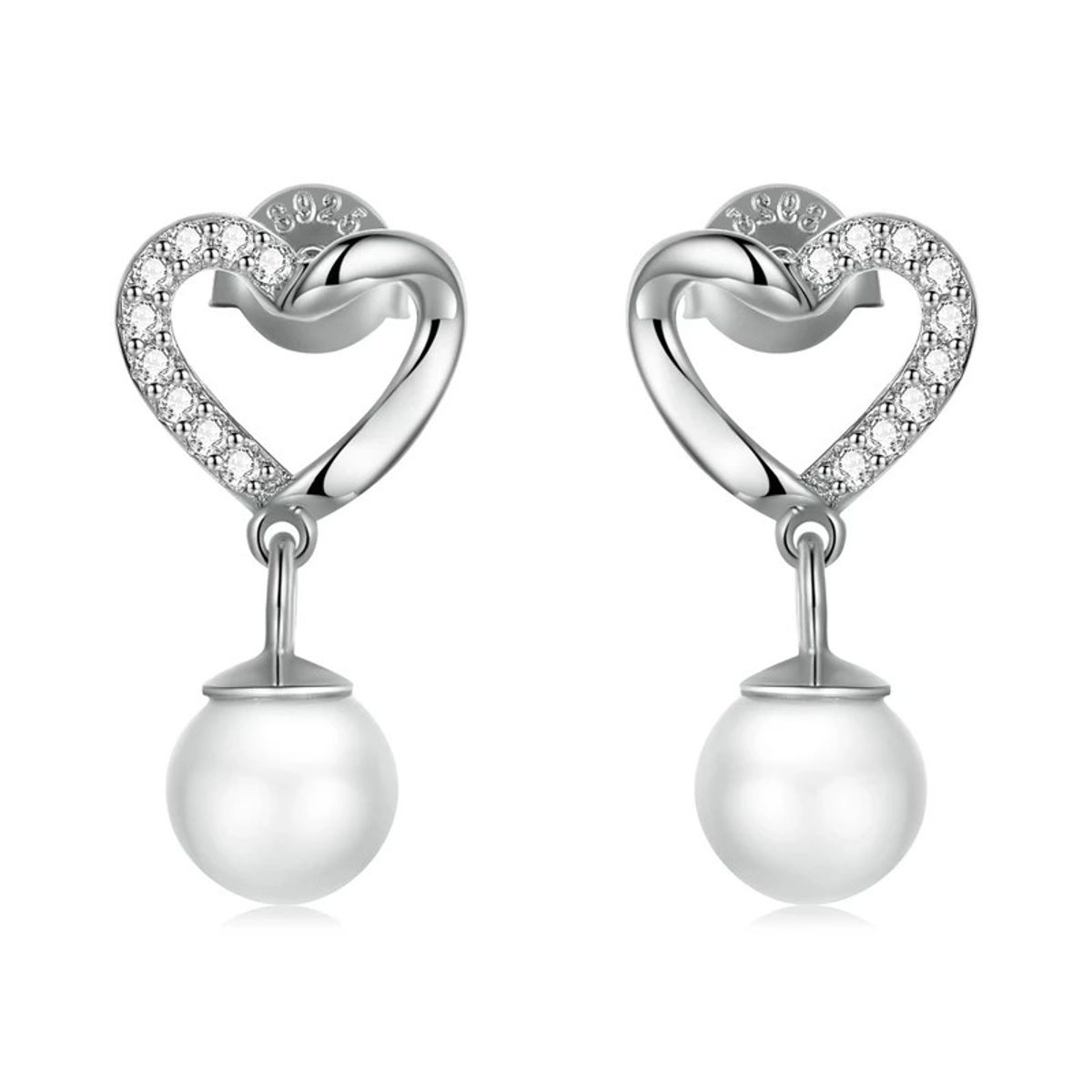 TODOJOYAS - Aros Plata 925 Corazon Perla