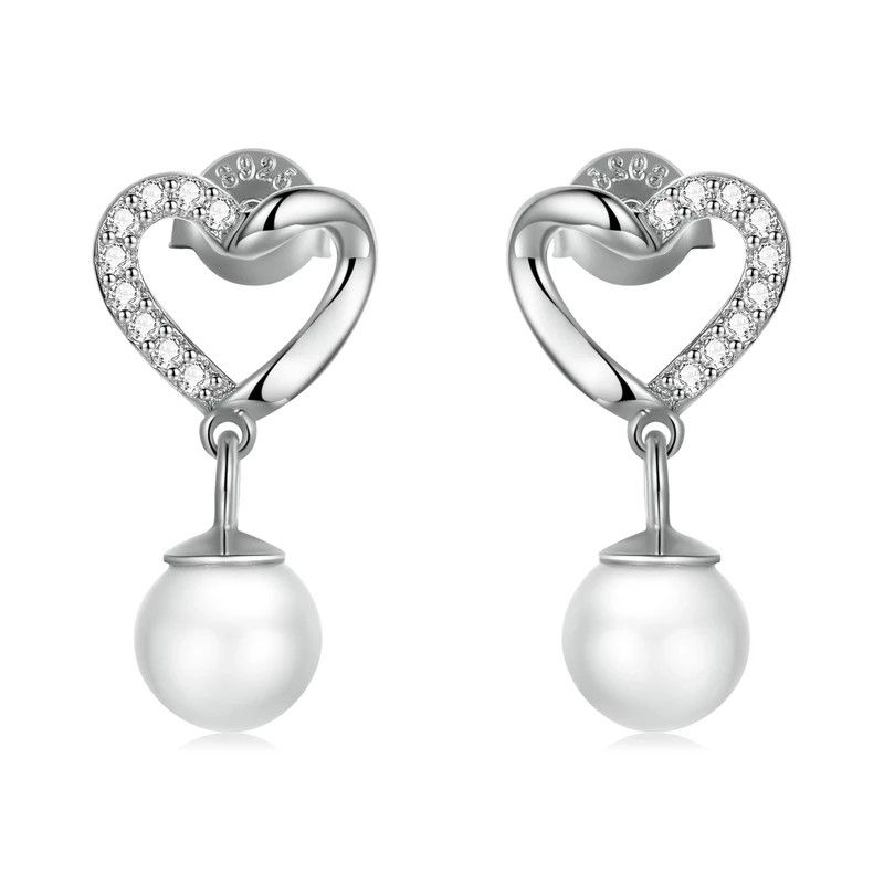 TODOJOYAS - Aros Plata 925 Corazon Perla