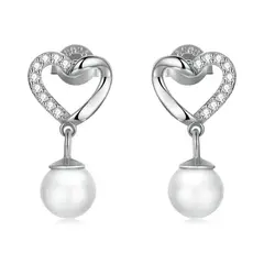TODOJOYAS - Aros Plata 925 Corazon Perla