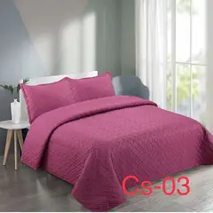 GENERICO - Cobertor de verano tipo Quilt con fundas - Cubrecamas 2 Plazas - Fucsia