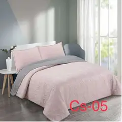 GENERICO - Cobertor de verano tipo Quilt con fundas - Reversible 2 Plazas - Palo Rosa
