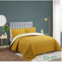 Cobertor de verano tipo Quilt con fundas - Reversible 2 Plazas - Mostaza