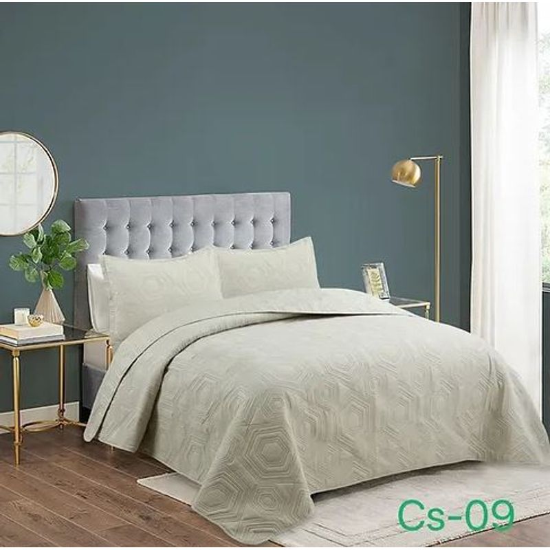 GENERICO - Cobertor de verano tipo Quilt con fundas - Reversible 2 Plazas - Gris