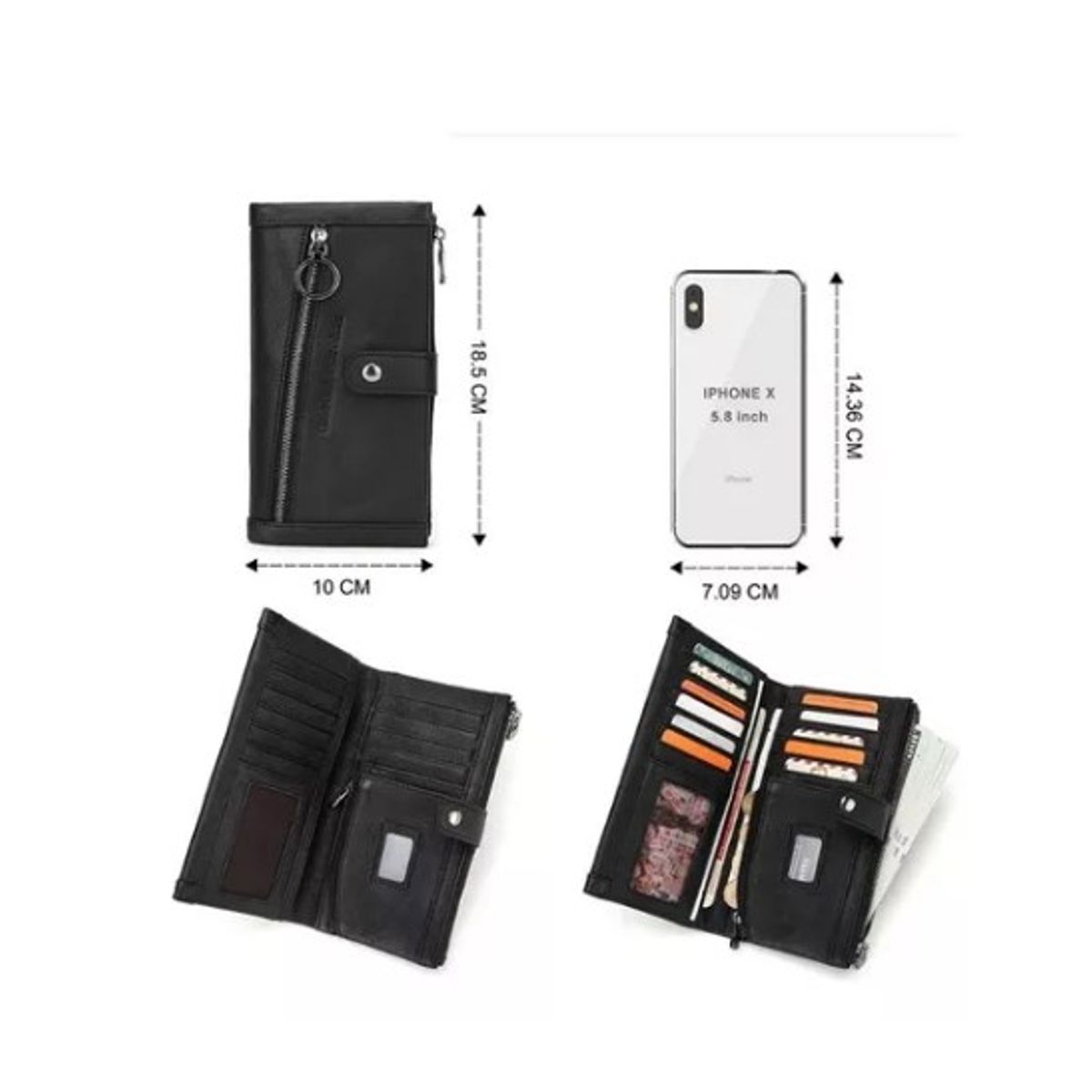 CONTACT - Billetera De Cuero Larga Marca Contacts Modelo M1310 Black