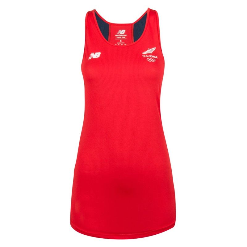 NEW BALANCE - Polera Sin Mangas Running Mujer New Balance Team Chile Roja