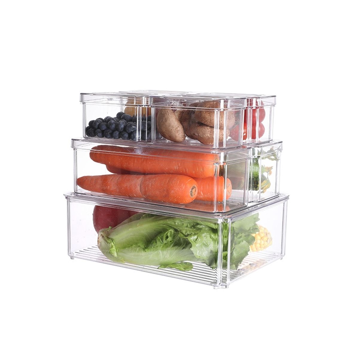 CRUSEC - Set 7 Contenedores Refrigerador Cocina Despensa Con Tapa