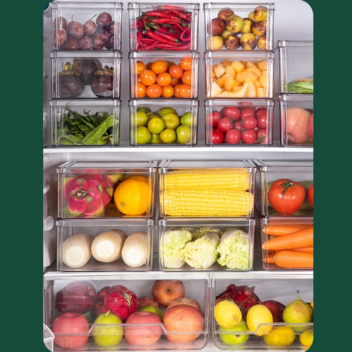 CRUSEC - Set 7 Contenedores Refrigerador Cocina Despensa Con Tapa