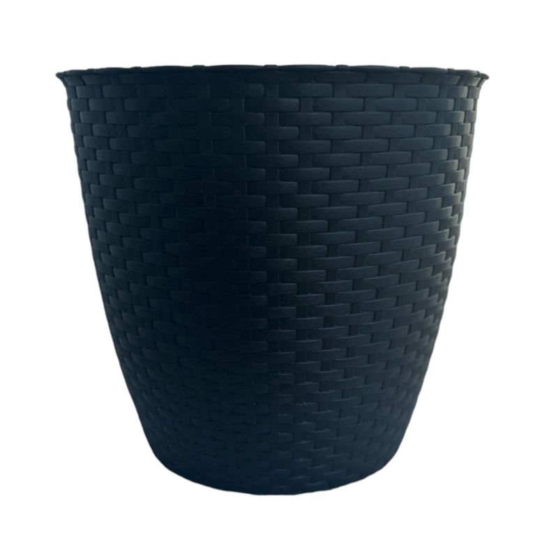 GENERICO - Macetero redondo estilo Rattan 30 cm / Arbusto Real
