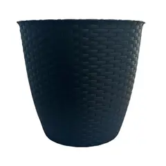 GENERICO - Macetero redondo estilo Rattan 30 cm / Arbusto Real