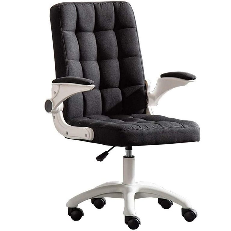 Silla De Oficina De Tela Altura Ajustable Con Ruedas Color Negro