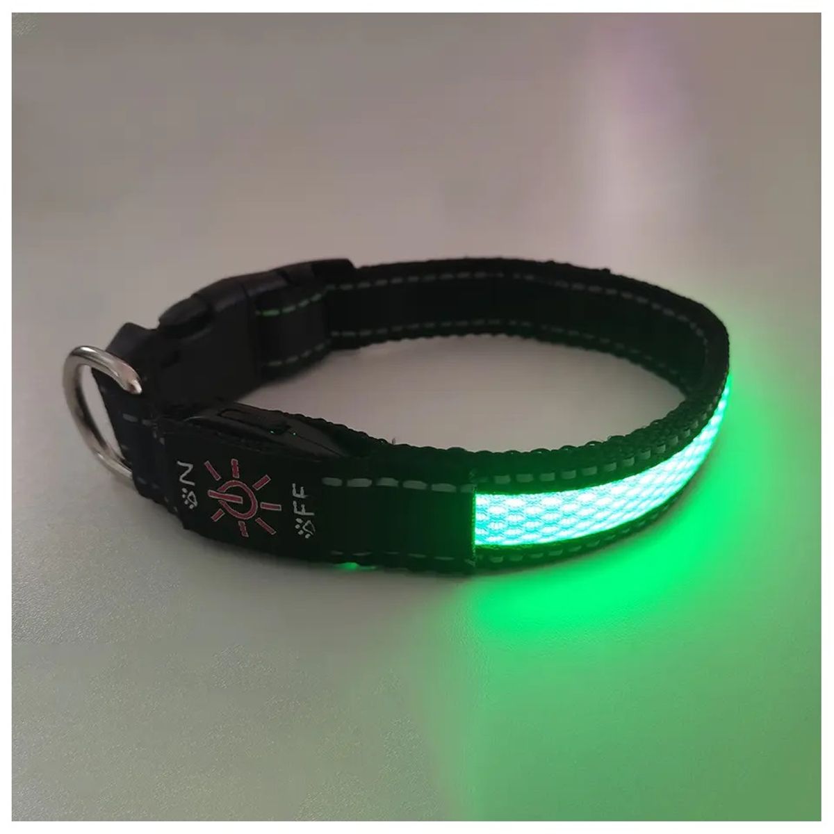 GENERICO - Collar LED Recargable USB 3 Intensidades Perros Gatos Talla M Verde 6 Horas 250mAh