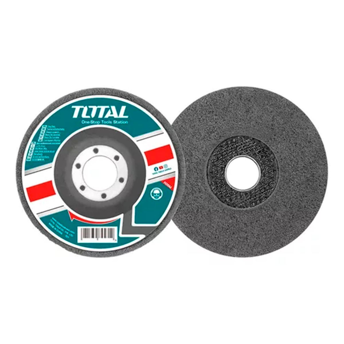 TOTAL TOOLS - Disco De Esponja 115mm Pulir Acero Inox Madera Mármol 5 Unds