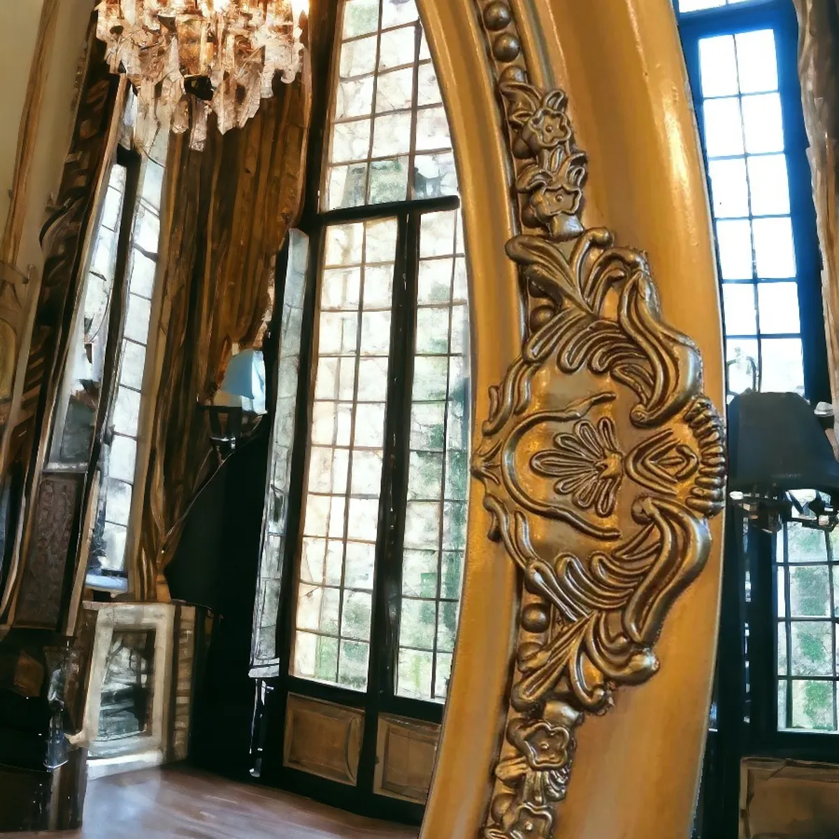 GENERICO - espejo  dorado ovalado 75 X 55