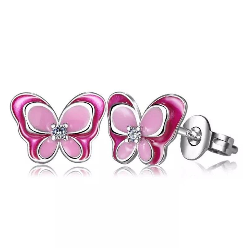 TODOJOYAS - Aros Plata 925 Mariposa Rosada