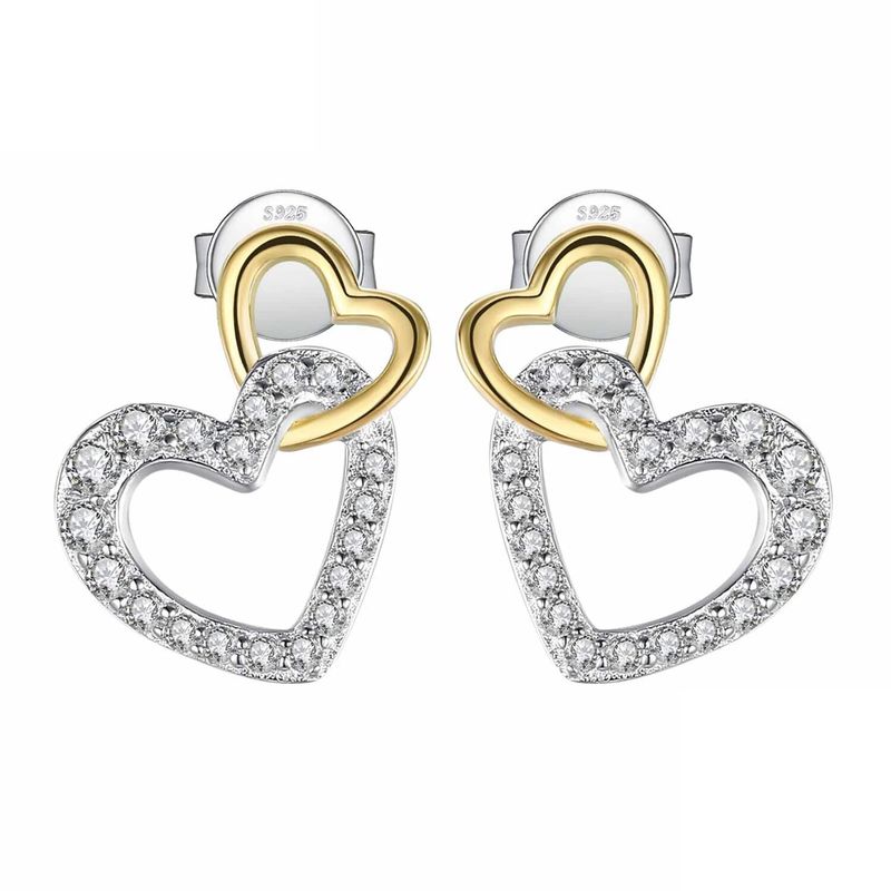 TODOJOYAS - Aros Plata 925 Doble Corazon