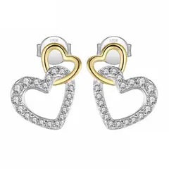 TODOJOYAS - Aros Plata 925 Doble Corazon