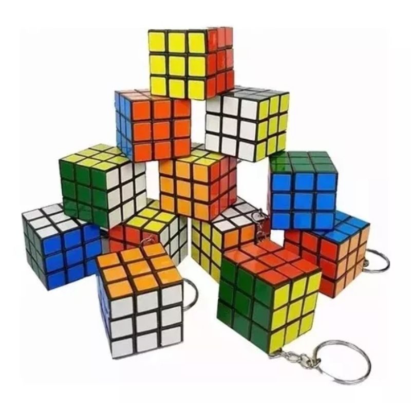 GENERICO - 12 Llaveros Cubo Rubik Sopresa Cumpleaños